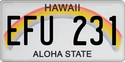 HI license plate EFU231