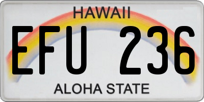 HI license plate EFU236