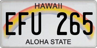 HI license plate EFU265