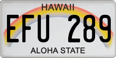 HI license plate EFU289