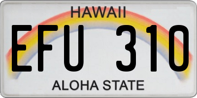 HI license plate EFU310