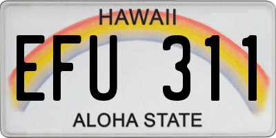HI license plate EFU311
