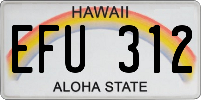 HI license plate EFU312