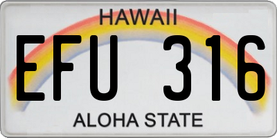 HI license plate EFU316