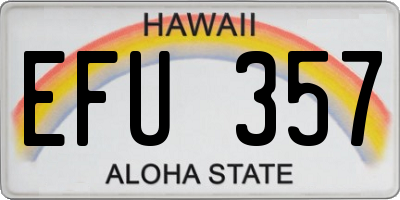 HI license plate EFU357
