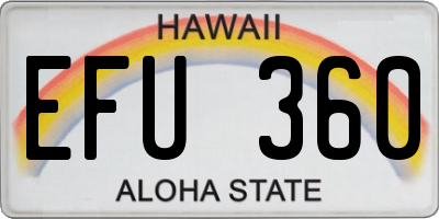 HI license plate EFU360