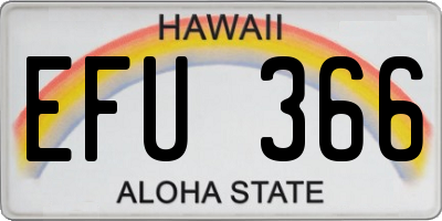 HI license plate EFU366