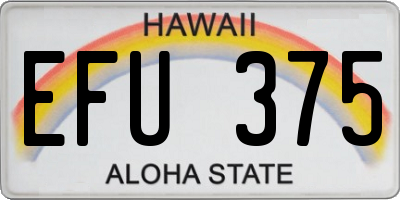 HI license plate EFU375