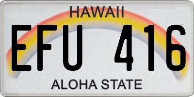 HI license plate EFU416
