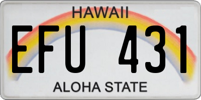 HI license plate EFU431