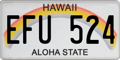 HI license plate EFU524