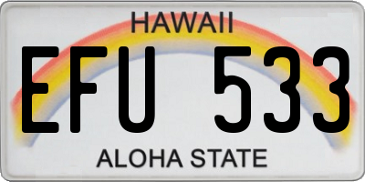 HI license plate EFU533