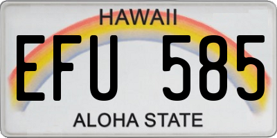 HI license plate EFU585