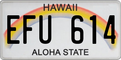 HI license plate EFU614