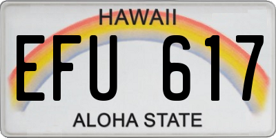 HI license plate EFU617