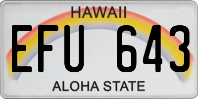 HI license plate EFU643