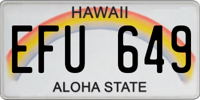 HI license plate EFU649