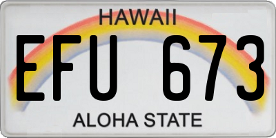 HI license plate EFU673
