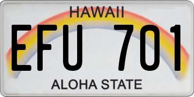 HI license plate EFU701