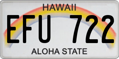 HI license plate EFU722