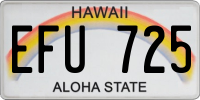HI license plate EFU725