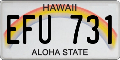 HI license plate EFU731