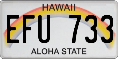 HI license plate EFU733
