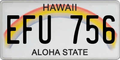 HI license plate EFU756