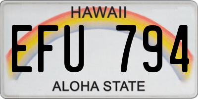 HI license plate EFU794