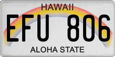 HI license plate EFU806