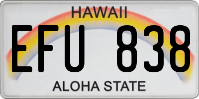 HI license plate EFU838