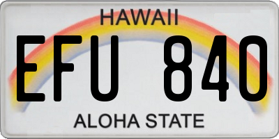 HI license plate EFU840
