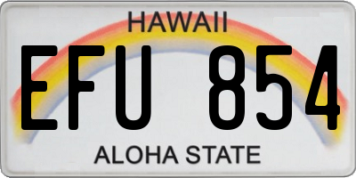 HI license plate EFU854