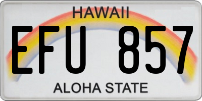 HI license plate EFU857