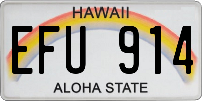 HI license plate EFU914