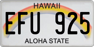 HI license plate EFU925