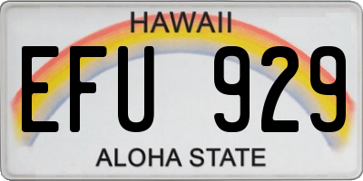 HI license plate EFU929
