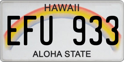 HI license plate EFU933