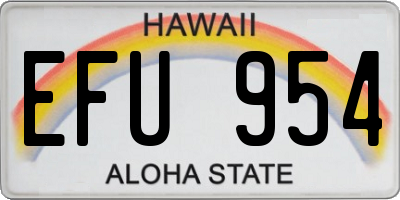 HI license plate EFU954