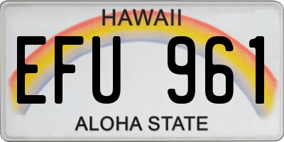 HI license plate EFU961