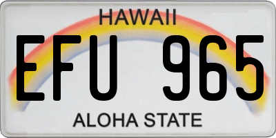 HI license plate EFU965