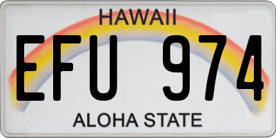 HI license plate EFU974