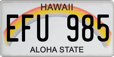 HI license plate EFU985