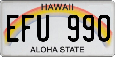 HI license plate EFU990