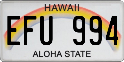 HI license plate EFU994