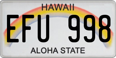 HI license plate EFU998