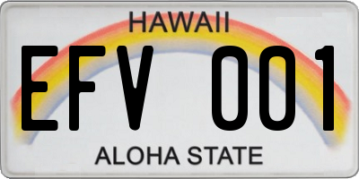 HI license plate EFV001