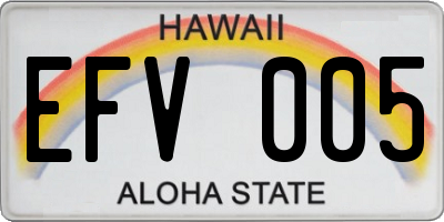 HI license plate EFV005