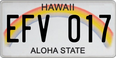 HI license plate EFV017