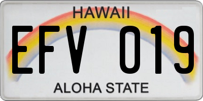 HI license plate EFV019